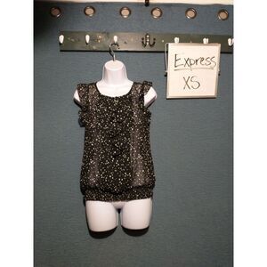 Express sheer black ruffled sleeveless blouse xs